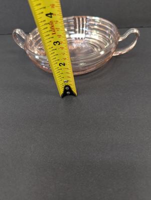 Pink Art Deco Handled Depression Glass Bowl