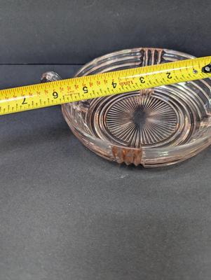 Pink Art Deco Handled Depression Glass Bowl