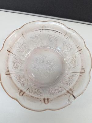 Pink Cherry Blossom Depression Glass Cups Saucers & Bowls