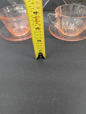 Pink Depression Glass Cups & Saucers & Plates
