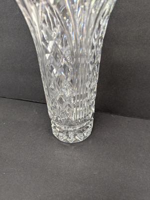 Approx 7 1/2" Tall Marquis Vase By Waterford Cross Wedge Cut Crystal Flare Edge