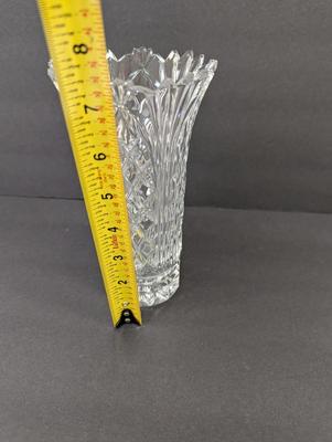 Approx 7 1/2" Tall Marquis Vase By Waterford Cross Wedge Cut Crystal Flare Edge