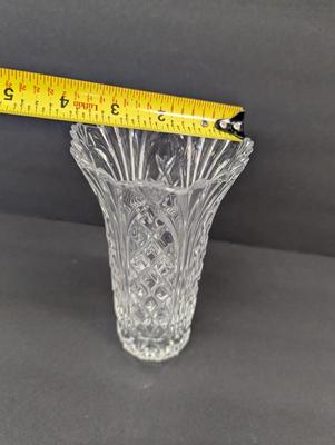 Approx 7 1/2" Tall Marquis Vase By Waterford Cross Wedge Cut Crystal Flare Edge