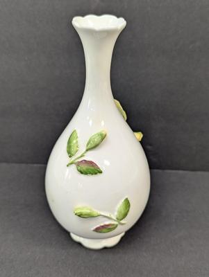 Vintage Coalport Bone China Vase With Relief Rose Flower Design