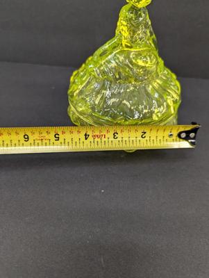 Vaseline Glass Victorian Lady Trinket Box