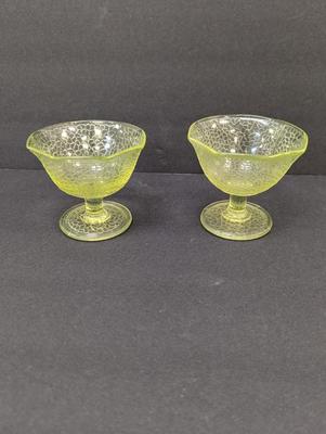 Vintage Vaseline Glass Sherbet Dish