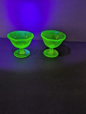Vintage Vaseline Glass Sherbet Dish