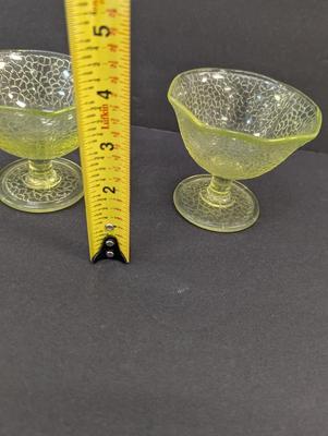 Vintage Vaseline Glass Sherbet Dish