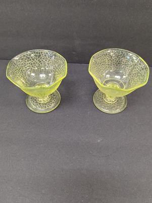 Vintage Vaseline Glass Sherbet Dish