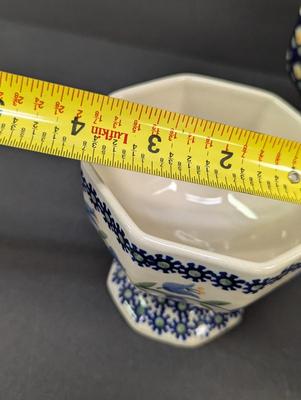 Polish Pottery Hand Made Pedestal Bowls- 5 Pieces