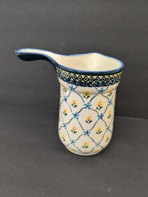 Sale Photo Thumbnail #449: Bolwalawiec Hand Made In Poland Pottery Creamer With Handle