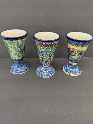 Polish Pottery Hand Made Goblets- 6 Pieces