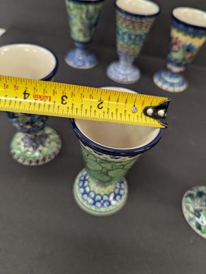 Polish Pottery Hand Made Goblets- 6 Pieces