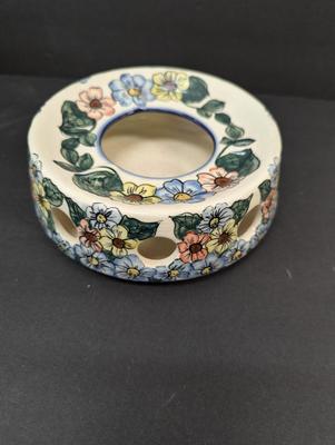 Polish Unikat Pottery Soup Server with Warmer Stand- Signed