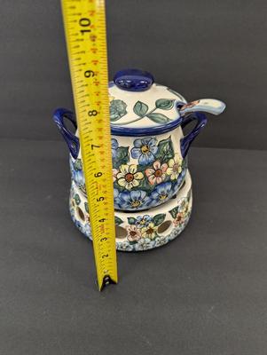 Polish Unikat Pottery Soup Server with Warmer Stand- Signed