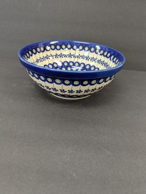 Polish Hand Made Pottery Bowl- Approx 8" In Diameter