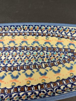 Polish Pottery Hand Made Serving Dish- Approx 17 1/4" x 5 1/4"