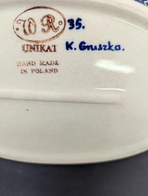 Unikat Polish Pottery Hand Made Serving Dish- Signed K. Gruszka