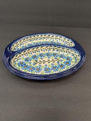 Polish Pottery Hand Made Sausage Plate