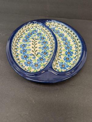 Polish Pottery Hand Made Sausage Plate