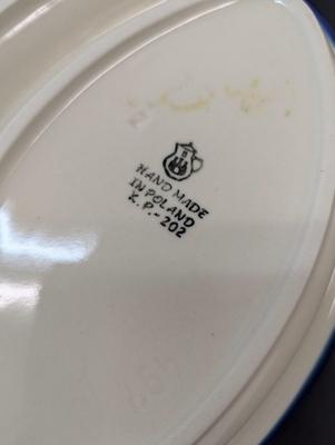 Polish Pottery Hand Made Sausage Plate