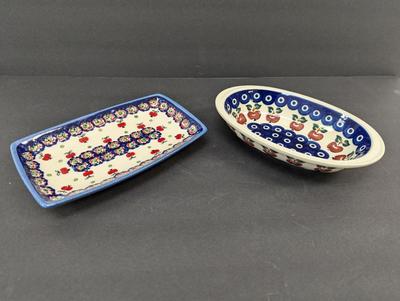 Polish Pottery Hand Made Serving Dishes