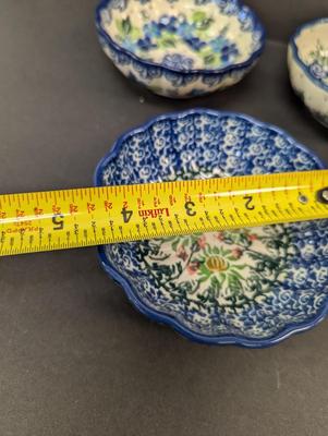 Polish Pottery Hand Made Bowls- 6 Pieces- Approx 4 1/2" in Diameter