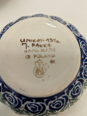 Polish Pottery Hand Made Bowls- 6 Pieces- Approx 4 1/2" in Diameter