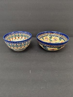 Polish Pottery Hand Made Bowls- One Signed Renata Sanicka