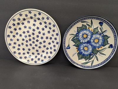 Pair of Polish Pottery Hand Made Plates