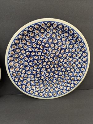 Pair of Polish Boleslawiec Unikat Pottery Plates- One Signed H. Czkonva