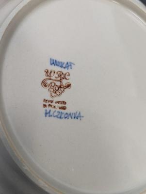 Pair of Polish Boleslawiec Unikat Pottery Plates- One Signed H. Czkonva