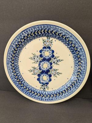 Pair of Polish Boleslawiec Unikat Pottery Plates- One Signed H. Czkonva