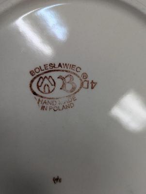 Pair of Polish Boleslawiec Unikat Pottery Plates- One Signed H. Czkonva