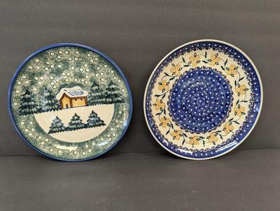 Pair of Polish Hand Made Pottery Plates- Unikat Boleslawiec Pottery Signed