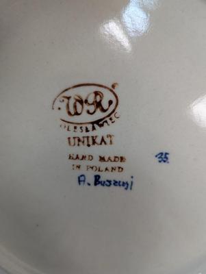 Pair of Polish Hand Made Pottery Plates- Unikat Boleslawiec Pottery Signed