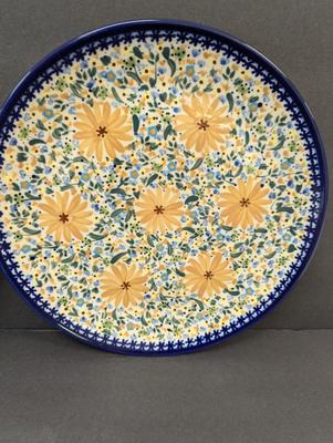 Pair of Polish Hand Made Pottery Plates- One Unikat Signed
