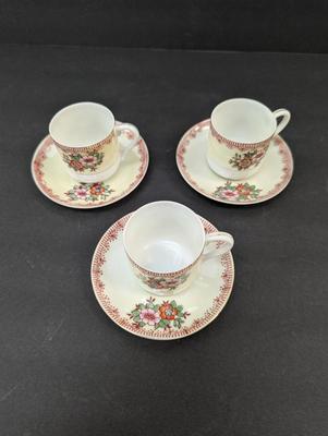 Vintage MB Porcelain Demitasse Cups and Saucers- Made in Occupied Japan