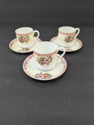 Vintage MB Porcelain Demitasse Cups and Saucers- Made in Occupied Japan