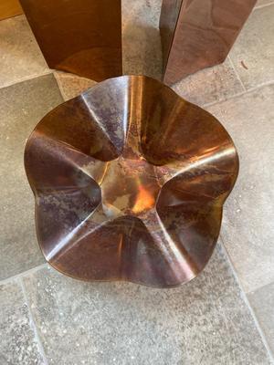 Copper vases w/willow & copper bowl