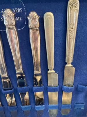 Holmes & Edwards inlaid silver & mixed silverware plus cookbooks