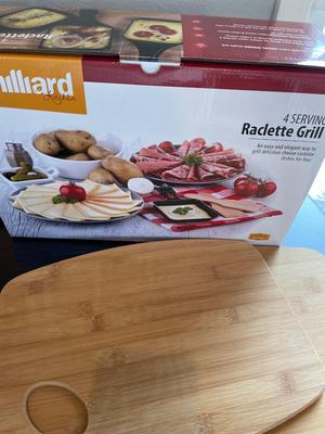 Raclette Grill & bamboo trays/serving boards