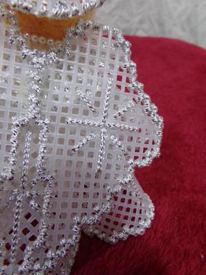 Hand crafted needlepoint angel ornament