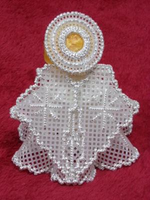 Hand crafted needlepoint angel ornament