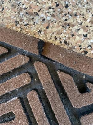 Metal yard art and welcome mat