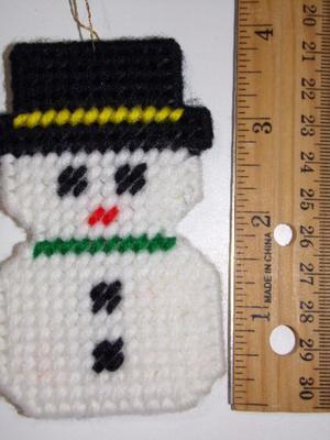 Hand crafted needlepoint snowman tree ornament