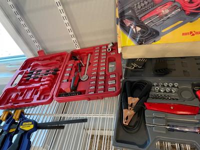 Socket set, clamps & booster cables