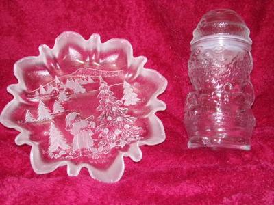 Christmas candy dish & Santa candy jar