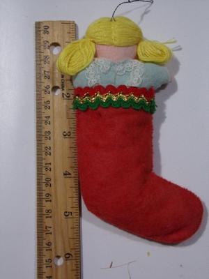 Christmas sock w/doll tree ornament