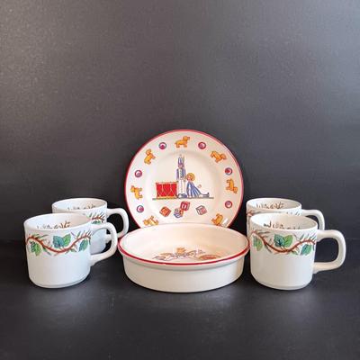 LOT 1: Tiffany & Co Tiffany Toys Children's Plate, Bowls and Cups